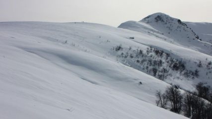 la parte alta del crestone e il Monte Baussetti (16-1-2010)