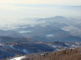 vista sui laghi di Ivrea salendo