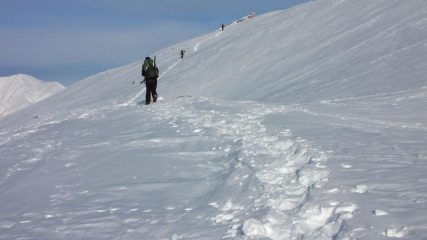 il primo traverso lungo il versante Sud della Tete Dure (24-1-2010)