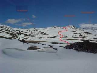 il percorso di salita dal lago q.2025