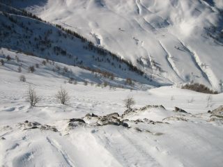 La veduta del fondovalle dagli ultimi metri.