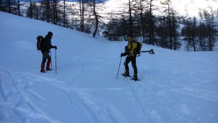 Giulio e Stelvio nel Vallon de Fontanalbe (31-1-2010)