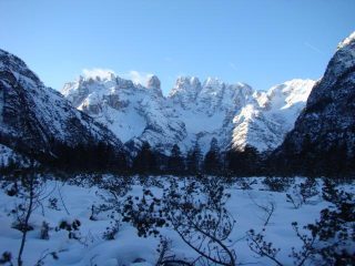 il gruppo del Cristallo dal lago di Landro