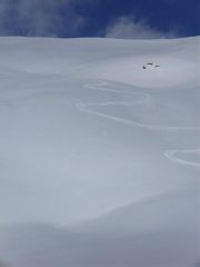 la mia firma di discesa  all'inizio del canalone di Arpilles