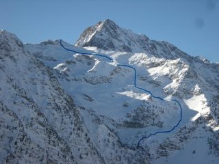 La Cima del Latous con l'itinerario di discesa