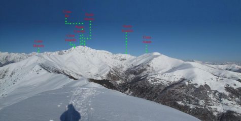 Panorama sulle montagne della Valsessera: C. Bonom, Punta del cravile, Pinta del Manzo, Punta dello Scaletto e la Cima dell'Asnas
