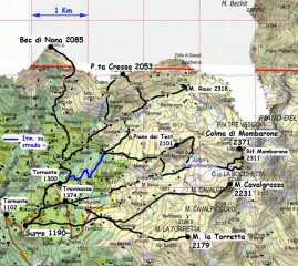 Possibili itin. nella conca di Trovinasse