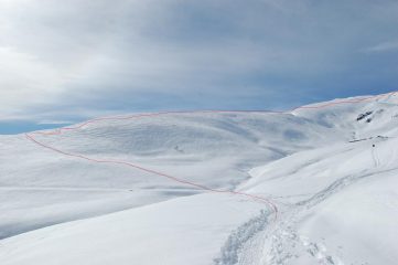 l'itinerario di salita dal bivio