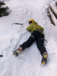 il ritorno a pelle di leone verso valle sul sentiero dell'Alpenzu