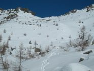 la parte superiore in discesa