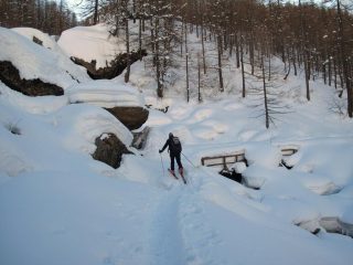 Il ponte sul rio 13 laghi a 1729m