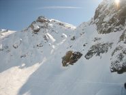 Il traverso fatto per raggiungere il pendio vergine.