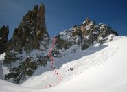 discesa dalla Brèche su ghiacciaio Mont Mallet