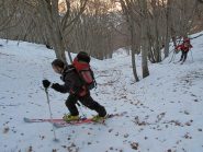 salita nel ripido bosco