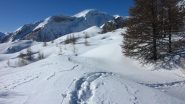gli ondulati pendii iniziali sopra il Col de Vars (5-4-2010)