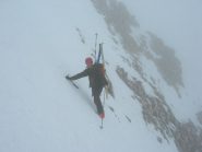 traverso nella parte alta per raggiungere la vetta