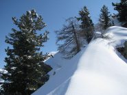 Il brusco cambio di pendenza alla base di quota 2092