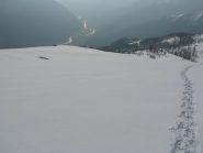 Dall'inizio del plateau, vista sul fondovalle