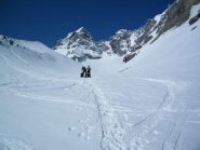Al termine del secondo canale; sullo sfondo il Cervandone