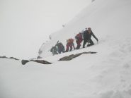 Uscita in vetta dal ripido canalino