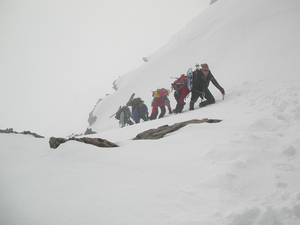 Uscita in vetta dal ripido canalino