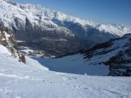 Sullo sfondo la catena del Bianco