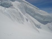 la massa di ghiaccio alla base della Piramide Vincent