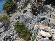 Il punto delicato con il sentiero eroso.