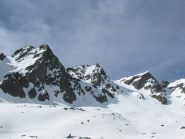 Al centro il canale che porta al Colle della Lausa