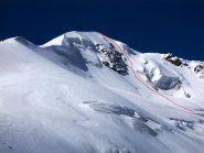 la via di salita dalla via normale