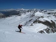 Discesa sulla gobba del ghiacciaio di Roches