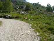 cartello che bisogna lasciare  alla dx  e seguire la sterrata  per 50  m.