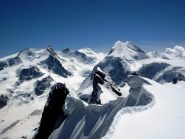 sullo sfondo la Dufur, punta gnifetti e Lyskam