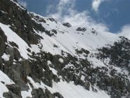 La fascia di rocce rotte che separa il bacino glaciale dai pendii soprastanti