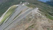 La dorsale di salita prima delle roccette