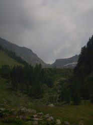 01 - salendo, appena usciti dal bosco, si entra nel vallone e si intravede sul colle il rif.Ospizio Sottile