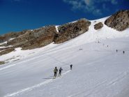 Il canalino sopra la funivia alla partenza ...