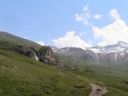 In vista del rifugio e cascata