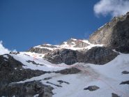 la traccia sul pendio( ghiacciao del breuil)