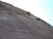 l'inizio del traversino di 7b del secondo tiro