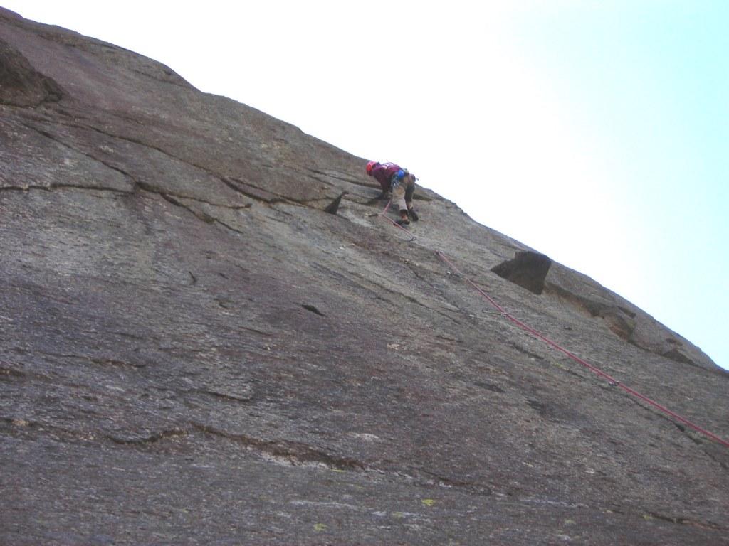 l'inizio del traversino di 7b del secondo tiro