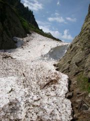 Nevaio sull'emissario del lago