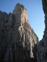 Il Campanile la mattina, salendo a Bocca di Brenta