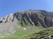 La Chambave e l'evidente ripido canalone di salita