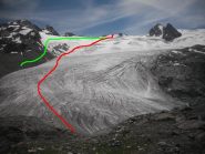 in rosso la nostra traccia e in verde quella alternativa