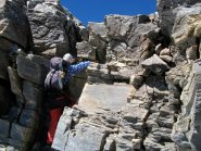 Il facile passaggio che porta all'apice della Lamet.