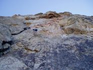 Io in cima a L1 (salito da Troubar Clair), sopra di me la fessura di L2 e L3 che esce a destra del tetto..