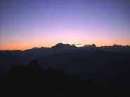 Tramonto verso il Bianco dalla Becca di Nona