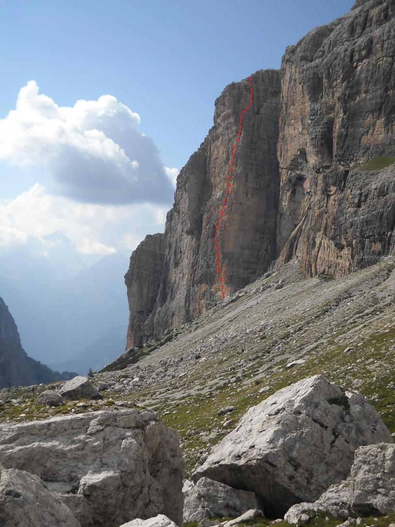 Itinerario (indicativo) della via sul Pilastro Bruno