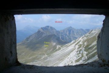 Passo Selle e Monzoni visti attraverso una feritoia